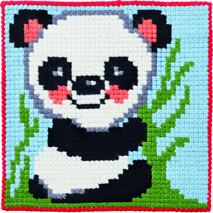 Permin Stickereiset Kinderkreuzstich Panda 25x25cm Permin Stickereiset Kinderkreuzstich Panda 25x25cm von Permin
