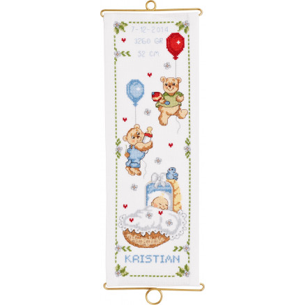 Permin Stickerei Kit Aida Bell String Geburt Poster Kristian 14x40cm Permin Stickerei Kit Aida Bell String Geburt Poster Kristian 14x40cm von Permin