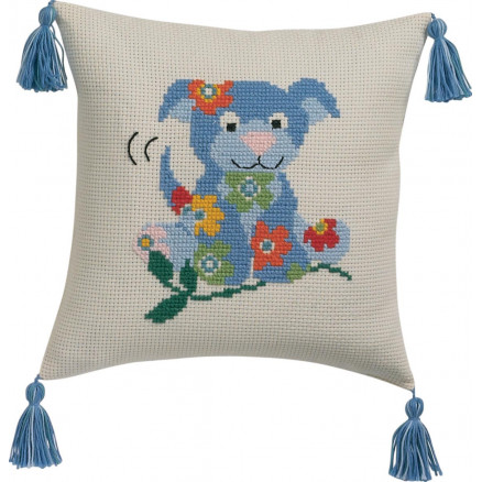 Permin Stickerei-Set Aida Kissen Hund 30x30cm von Permin