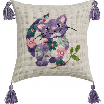 Permin Stickerei-Set Aida Kissen Katze 30x30cm von Permin