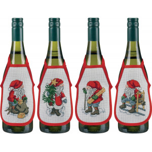 Permin Stickerei-Set Aida Weinschürze Weihnachtsmann 10x15cm - 4 Stück von Permin