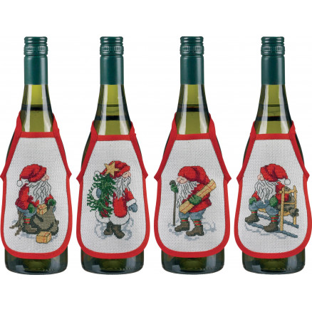 Permin Embroidery Kit Aida Weinflaschenschürze Weihnachtsmänner 10x15c von Permin