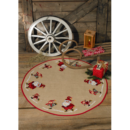 Permin Stickerei-Set Jute Weihnachtsbaum Decke Schlittschuhlaufen Ø120 von Permin