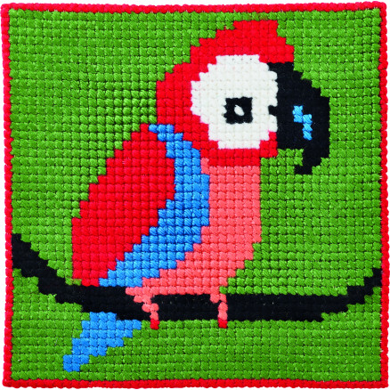 Permin Stickereiset Kinderkreuzstich Ara 25x25cm Permin Stickereiset Kinderkreuzstich Ara 25x25cm von Permin