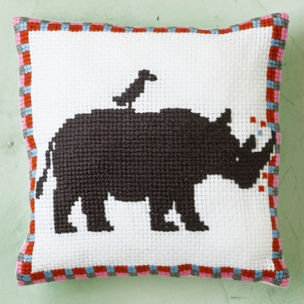 Permin Stickerei-Set Kissen Rhino 27x27cm von Permin