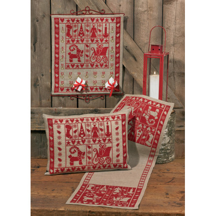 Permin Stickerei-Set Leinen Weihnachtskalender Christmas Spirit 45x50cm von Permin