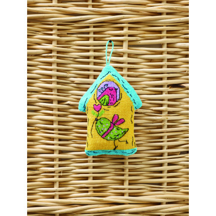 Permin Stickereiset Vogelhaus gelb 7x9cm von Permin