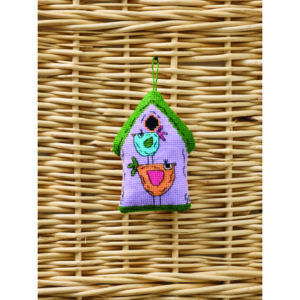 Permin Stickereiset Vogelhaus lila 7x9cm von Permin