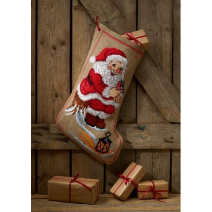 Permin Stickerei-Set Weihnachten Socke Elf auf Stumpf 37x60cm von Permin