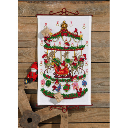 Permin Stickerei-Set Weihnachtskalender Karussell 35x58cm von Permin