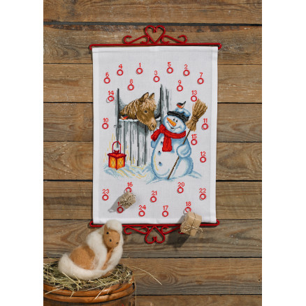 Permin Stickerei-Set Weihnachtskalender Schneemann und Pferd 32x45cm von Permin