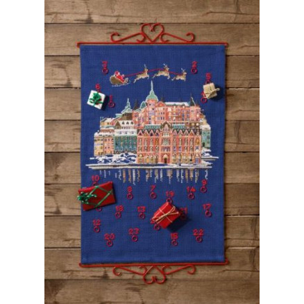 Permin Stickerei-Set Weihnachtskalender Weihnachten in der Stadt 40x60cm von Permin