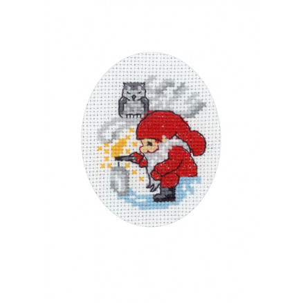 Permin Stickerei-Set Weihnachtskarte Weihnachtsmann Lichter Kerzen 9x13cm von Permin
