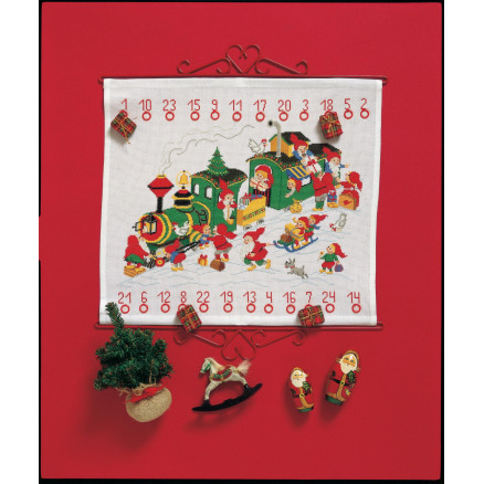 Permin Stickerei-Set Aida Adventskalender Weihnachtszug 50x45cm von Permin