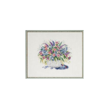 Permin Stickereiset Korb mit Blumen II 48x40cm von Permin