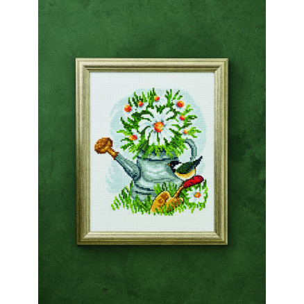 Permin Stickereiset Maus Weiß und Krug 29x37cm von Permin