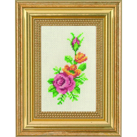 Permin Stickereiset Rose und gelbe Blumen 9x14cm Permin Stickereiset Rose und gelbe Blumen 9x14cm von Permin