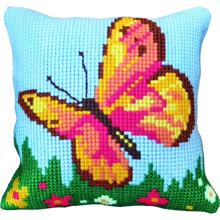 Permin Stickereiset Schmetterling orange stramaj mit Garn 35x35cm Permin Stickereiset Schmetterling orange stramaj mit Garn 35x35cm von Permin
