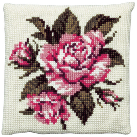 Permin Stickereiset Stramaj mit Garn rosa Rose 40x40cm von Permin