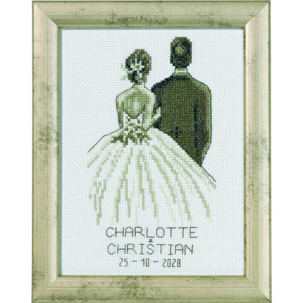 Permin Stickereiset Ton in Ton Hochzeit 14x19cm von Permin