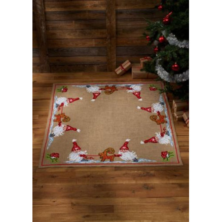 Permin Stickereiset Weihnachtsbaum Decke Elfen mit Weihnachtsbaum 117x117cm von Permin