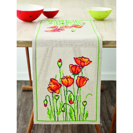 Permin Stickereiset Wilde Mohnblumen 31x91cm von Permin