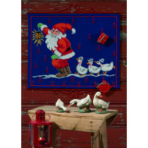 Permin Stickerei-Set Adventskalender - Weihnachtsmann und Gänse 58x47c von Permin