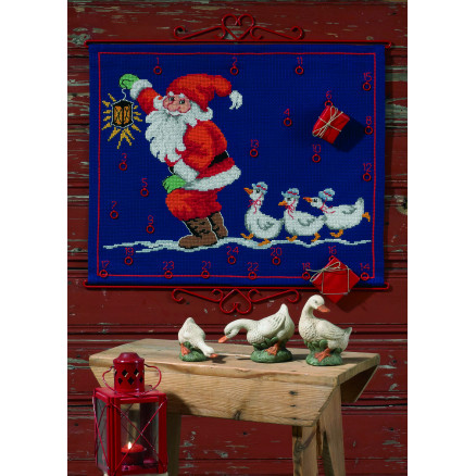 Permin Stickerei-Set Adventskalender - Weihnachtsmann und Gänse 58x47cm von Permin