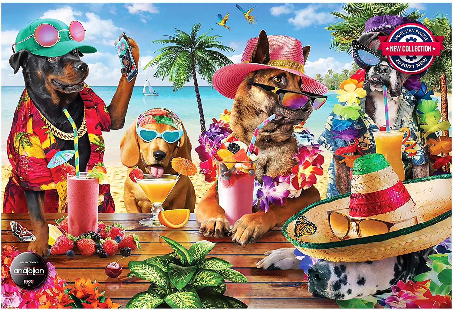 Perre / Anatolian Dogs Drinking Smoothies On A Tropi 1000 Teile Puzzle Perre-Anatolian-1102 von Perre / Anatolian