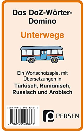 Das DaZ-Wörter-Domino: Unterwegs: EIN Wortschatzspiel mit Übersetzungen in Arabisch, Russisch, Türkisch und Rumänisch (1. bis 4. Klasse) von PERSEN VERLAG IN DER AAP LEHRERWELT