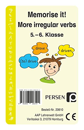 Memorise it! More Irregular Verbs: (5. und 6. Klasse) von PERSEN VERLAG IN DER AAP LEHRERWELT