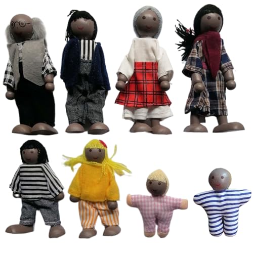 Dollhouse People 8 Family Figuren Holzpuppen poable niedliche Puppenhaus -Persönlichkeiten Set Schwarze Puppe vor, Spielen für Mädchen Jungen Kinder Puppenhaus Accessoires Spielzeu Dollhouse People 8 Family Figuren Holzpuppen poable niedliche Puppenhaus -Persönlichkeiten Set Schwarze Puppe vor, Spielen für Mädchen Jungen Kinder Puppenhaus Accessoires Spielzeu von Perwteriy