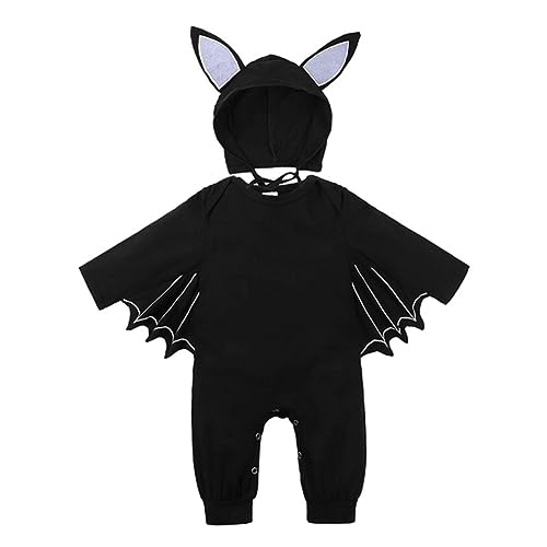 Perwteriy 2pcs Baby Halloween Outfit Batwing-Ärmel-Cosplay-Kostüm mit Hut für 12-18m Baby Schwarz Perwteriy 2pcs Baby Halloween Outfit Batwing-Ärmel-Cosplay-Kostüm mit Hut für 12-18m Baby Schwarz von Perwteriy