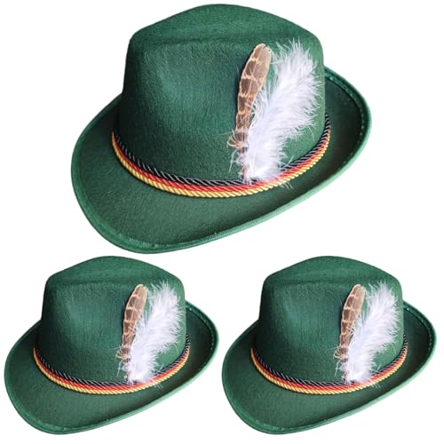 Perwteriy 3pcs Deutscher Hut 12x11x5 '' Bayerer Oktoberfest Hut für Erwachsene, Oktoberfest Kostüm dunkelgrün Perwteriy 3pcs Deutscher Hut 12x11x5 '' Bayerer Oktoberfest Hut für Erwachsene, Oktoberfest Kostüm dunkelgrün von Perwteriy