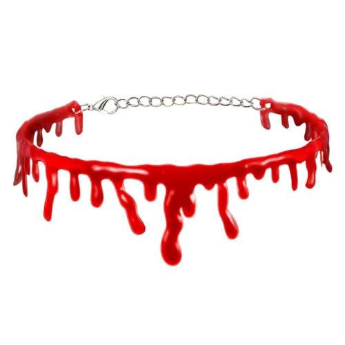 Perwteriy Kreatives tropfendes Blut Halloween Party Choker Halloween Simulation Blutflecken Halskette Vampir Kostüm Accessoireblut Choker von Perwteriy