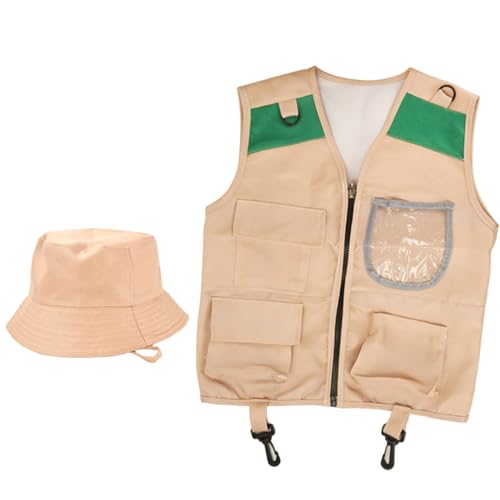 Zoo Keeper Kostüm für Kinder, Stoff Paläontologe Kostümkinder umfasst Weste & Hut, Kinder kleiden Kostüme für Halloween, Cosplay & More Zoo Keeper Kostüm für Kinder, Stoff Paläontologe Kostümkinder umfasst Weste & Hut, Kinder kleiden Kostüme für Halloween, Cosplay & More von Perwteriy