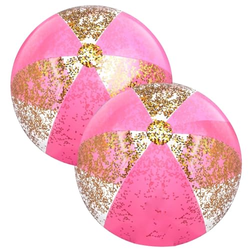 Pesfehhy 2 Stück 16 Aufblasbare Wasserbälle Gold Konfetti Poolbälle für Schwimmbad für Erwachsene Sommergeburtstagsfeier Rosa von Pesfehhy
