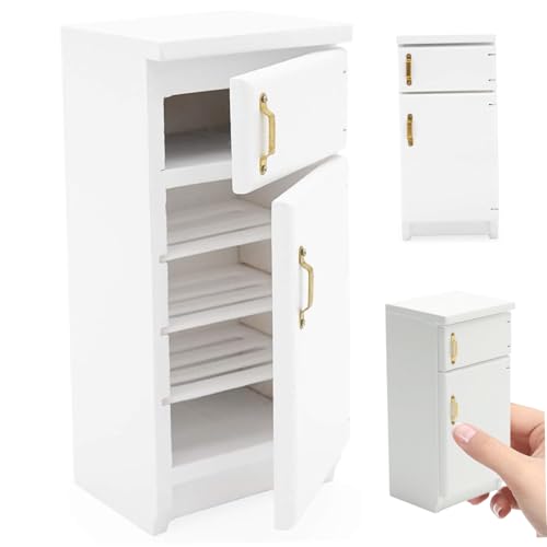 1/12 Maßstab Accessoires 2.4x2.1x5.1 '' Holzspielzeugkühlschrank mit Arbeitstür funktionaler Speicherpuppenhaus Küchenmöbel für DIY Dollhouse -Liebhaber, Spielzeug, Spielzeug von Pesoncarl