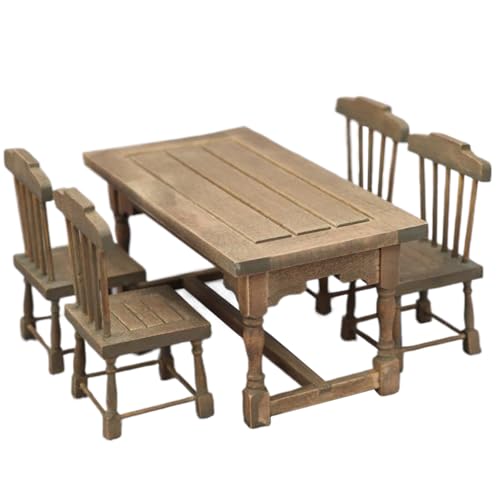 Pesoncarl 1 12 Skala Dollhouse Furniture, 5PCS/Set Lifelicy Dollhouse Tisch und Puppenhausstuhl, Holzminiaturpuppenhauszubehör für Esszimmer Pesoncarl 1 12 Skala Dollhouse Furniture, 5PCS/Set Lifelicy Dollhouse Tisch und Puppenhausstuhl, Holzminiaturpuppenhauszubehör für Esszimmer von Pesoncarl