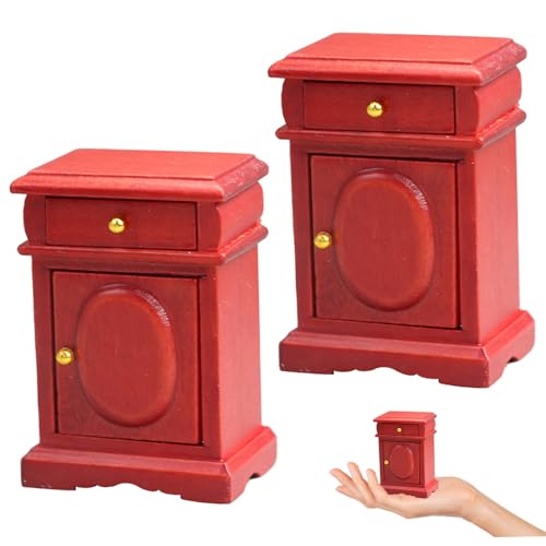 1:12 Puppenhaus -Zubehör 2PCS rotes Endtisch Dollhouse Möbel mit Schubladen und Kabinett langlebige hölzerne Miniatur -Dinge für Puppenhauseinstellungen 1:12 Puppenhaus -Zubehör 2PCS rotes Endtisch Dollhouse Möbel mit Schubladen und Kabinett langlebige hölzerne Miniatur -Dinge für Puppenhauseinstellungen von Pesoncarl