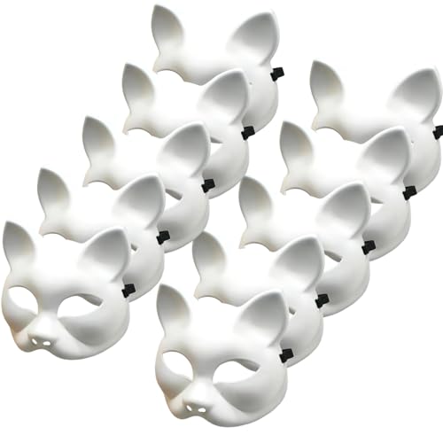 10pcs Katzenmaske 5x6.7 Blindes Halloween -Maske, Plastik -Katzenmasken zum Malen, DIY halb Gesicht weiße Therian, Therian -Ausrüstung mit Elastizitätsband für Halloween -Cosplay -Party, 2025 10pcs Katzenmaske 5x6.7 Blindes Halloween -Maske, Plastik -Katzenmasken zum Malen, DIY halb Gesicht weiße Therian, Therian -Ausrüstung mit Elastizitätsband für Halloween -Cosplay -Party, 2025 von Pesoncarl