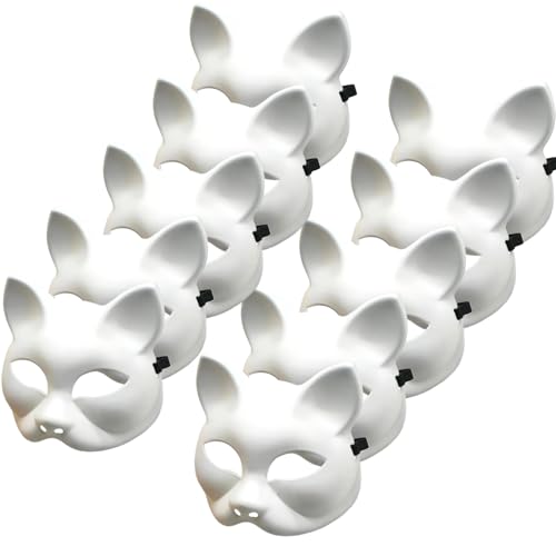 10pcs Katzenmaske 5x6.7 Leere Halloween -Maske, Plastik -Katzenmasken zum Malen, DIY -Halbgesicht weißer Therian, Therian -Ausrüstung mit Elastizitätsband für Halloween -Cosplay -Party, Spielzeug 10pcs Katzenmaske 5x6.7 Leere Halloween -Maske, Plastik -Katzenmasken zum Malen, DIY -Halbgesicht weißer Therian, Therian -Ausrüstung mit Elastizitätsband für Halloween -Cosplay -Party, Spielzeug von Pesoncarl