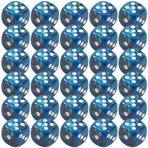 30 pcs 6-seitige Würfel Set 0,5 '' Marmor Blue Acryl Casino Dice Set mit weißen Punkten glattes Rollen 6-Seiten mit abgerundeten Ecken für Tischspiele, Spielzeug, Spielzeug 30 pcs 6-seitige Würfel Set 0,5 '' Marmor Blue Acryl Casino Dice Set mit weißen Punkten glattes Rollen 6-Seiten mit abgerundeten Ecken für Tischspiele, Spielzeug, Spielzeug von Pesoncarl