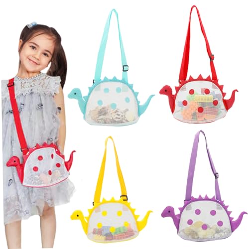 4PCS Kids Beach Bag, Dinosaurier -Form -Muschelbeutel mit Reißverschluss Personalisiertes Muschel sammeln Beutel für Jungen und Mädchen, Strandspielzeug 4PCS Kids Beach Bag, Dinosaurier -Form -Muschelbeutel mit Reißverschluss Personalisiertes Muschel sammeln Beutel für Jungen und Mädchen, Strandspielzeug von Pesoncarl