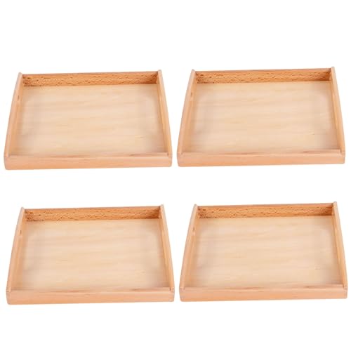 4pcs Montessori Tabletts Natrual hölzerne Safe Montessori Tablett mit Griffpädagogik und Lernperlen Kinderspielzeugspeicherhalter für frühes Lehren von Pesoncarl