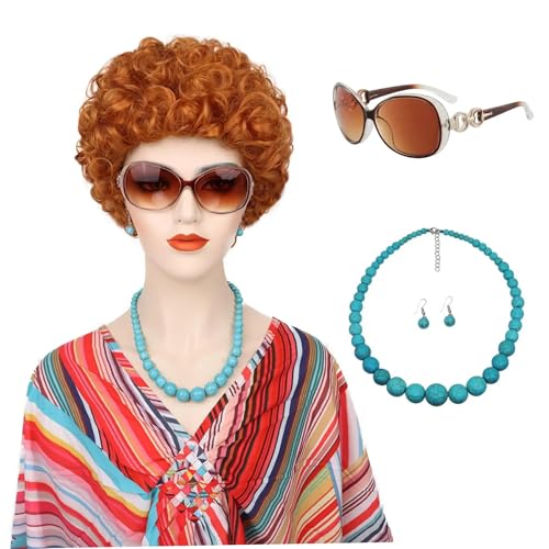 5pcs/Set Orange Perücke Kurze rote lockige Perücke für Vermieterkostüm hitzebeständige synthetische Wellenwellen für Cosplay Halloween Party Spaß, Spielzeug 5pcs/Set Orange Perücke Kurze rote lockige Perücke für Vermieterkostüm hitzebeständige synthetische Wellenwellen für Cosplay Halloween Party Spaß, Spielzeug von Pesoncarl