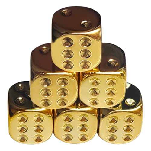 6cs Goldwürfel, 6-seitige Würfel mit Abgerundeter Ecke, 0,6 plattiert Gold, tragbares Ersatz-Acryl für Brettspiele, Partyspiele, Spielzeug 6cs Goldwürfel, 6-seitige Würfel mit Abgerundeter Ecke, 0,6 plattiert Gold, tragbares Ersatz-Acryl für Brettspiele, Partyspiele, Spielzeug von Pesoncarl