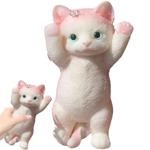 Cat Fidget Toy 8 x 4 Zoll niedliche Katzen -sensorische Spielzeuge realistischer 3D Stress Relief Toy Soft Kawaii Kitties Zappel Squeeze Kreative Geschenke für Kinder und Erwachsene, Style 1 von Pesoncarl