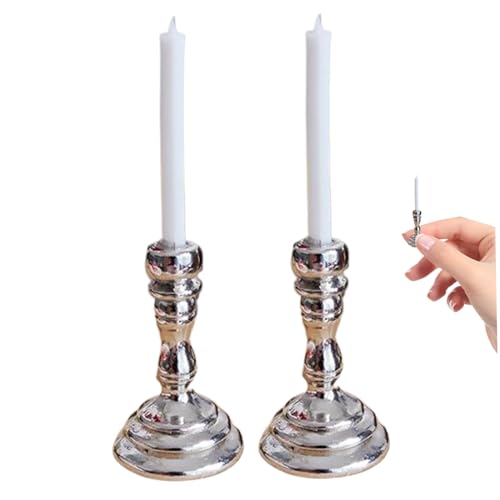 Dollhouse Miniaturen, 2 Stück 1/12 Skala Candelabra & Candles Dollhouse Accessoires für DIY -Szenenzubehör, Silber, Spielzeug Dollhouse Miniaturen, 2 Stück 1/12 Skala Candelabra & Candles Dollhouse Accessoires für DIY -Szenenzubehör, Silber, Spielzeug von Pesoncarl