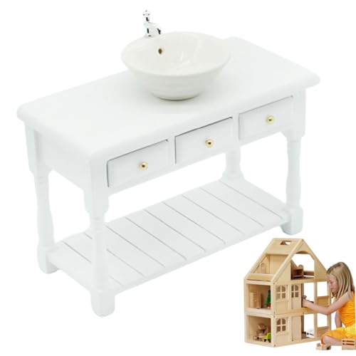 Dollhouse Möbel 1:12 Square Dollhouse Bad Waschbecken mit Waschtisch Miniatur -Badezimmer Tisch Waschbecken Modell für Weiß, Style2, Puppenzubehör Dollhouse Möbel 1:12 Square Dollhouse Bad Waschbecken mit Waschtisch Miniatur -Badezimmer Tisch Waschbecken Modell für Weiß, Style2, Puppenzubehör von Pesoncarl